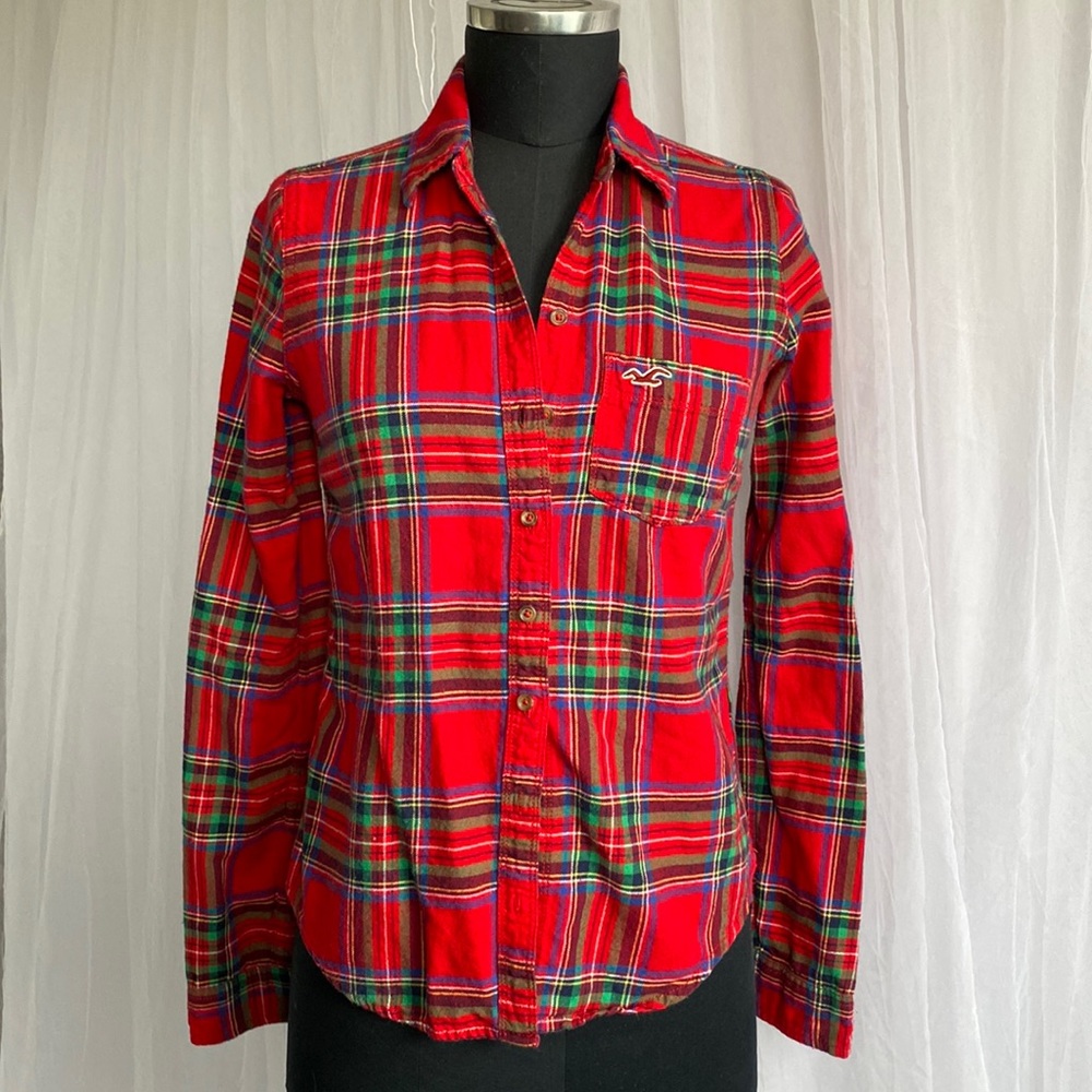 Red and green plaid flannel shirt
